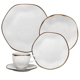 Aparelho de Jantar Ryo Maresia Areia 20 Peças Oxford Porcelana para Jantar e Almoços com Toque Sofisticado