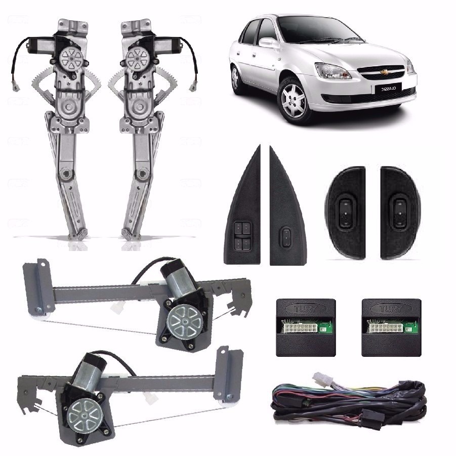 Kit Vidro Eletrico Classic Corsa Super Corsa Sedan Wagon 4 Portas completo