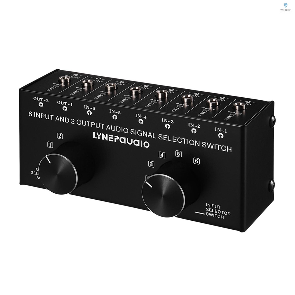 [LYNEPAUAIO 6-In-2-Out Audio Switcher Caixa Seletora De Sinal De Áudio Bidirecional Distribuidor De Divisora Com Conectores De Entrada E Saída De 3,5mm