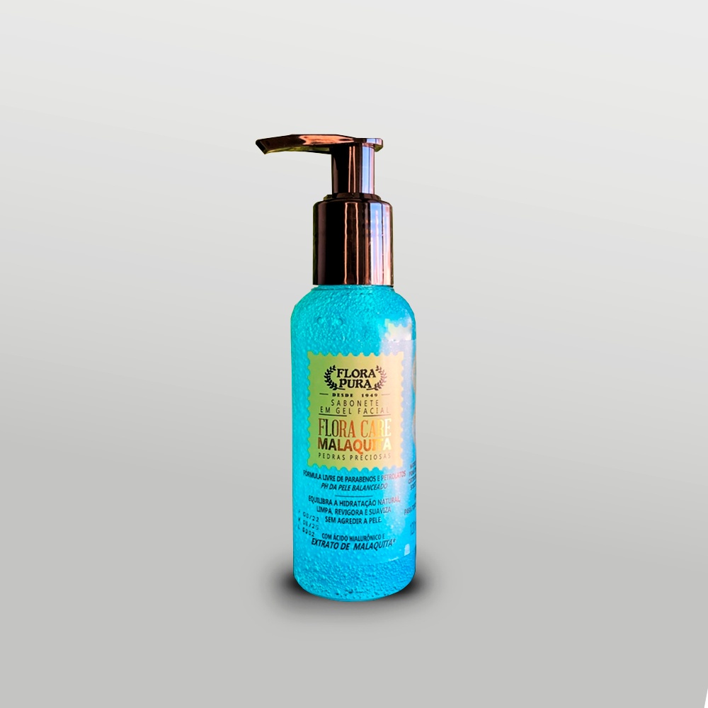 Sabonete de Malaquita e pedras preciosas facial em gel 120ml | FLORA PURA