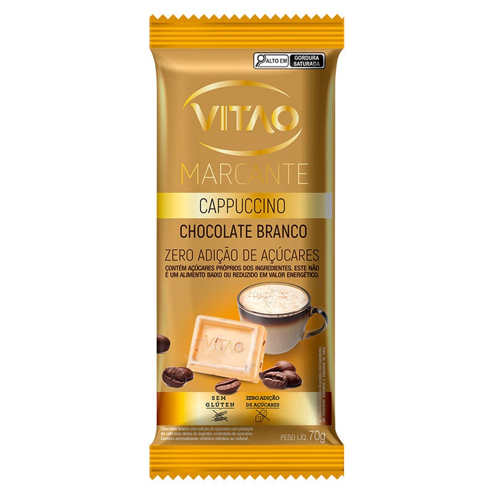 Chocolate Vitao Marcante Cappuccino Branco Zero Açúcar Vitao 70g