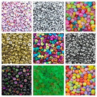 Aprx 160 pçs Miçanga Infantil Letra p/ Pulseira Colar 20g 7mm Redonda Bijuteria