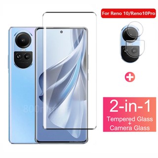 Película Protetora De Vidro e Câmera 9D 2 Em 1 Para OPPO Reno 10 8 Lite 7 8T 7 SE Pro Pro+ 7Z 8Z 4G 5G
