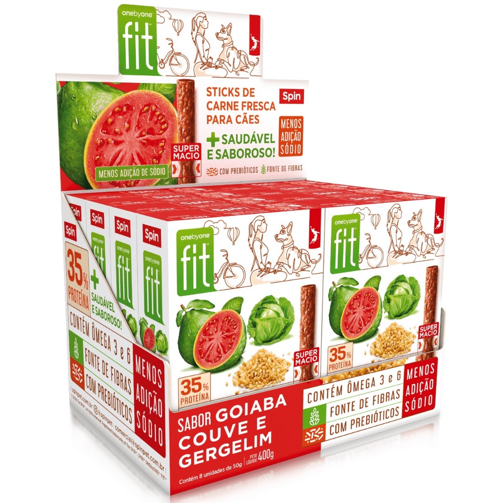 Petisco Natural e Saudável Stick FIT Spin Pet Goiaba 50g 8UN