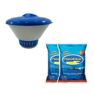 Kit Clorador Flutuador Para Piscinas 2 Pastilhas De Cloro