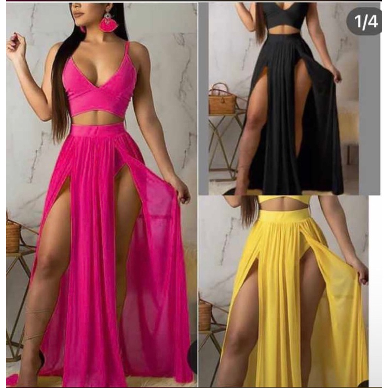 Saída de Praia saia c/ Fenda  Saia de praia moda Verão Saia Longa pareo linda em Oferta na Shopee