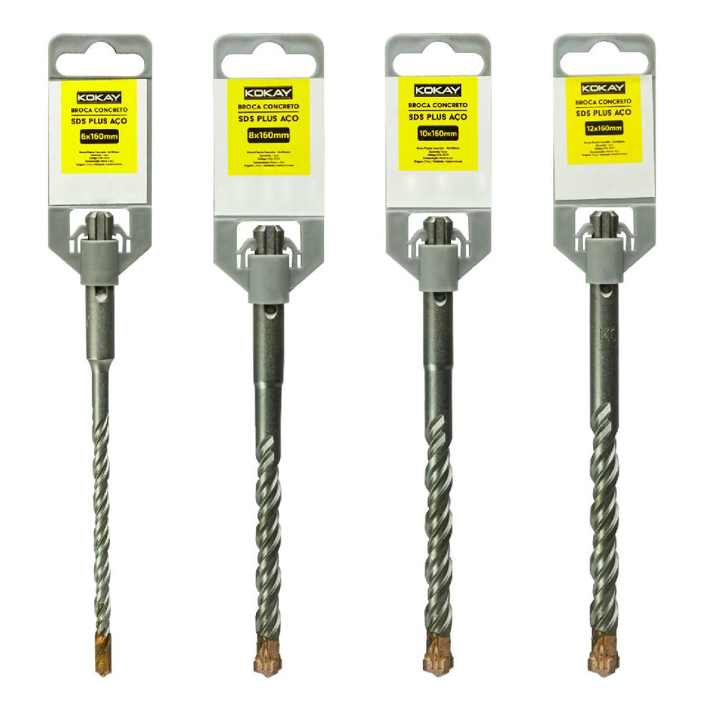 Conjunto De Brocas Concreto Sds Plus em Aço - 6 a 12mmx160mm