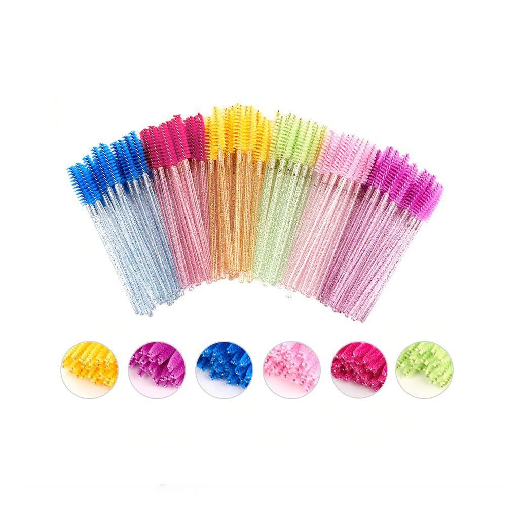 50 Escovinhas Glitter Extensao De Cilios Sobrancelha Brilho Cores Aleatorias em Oferta na Shopee