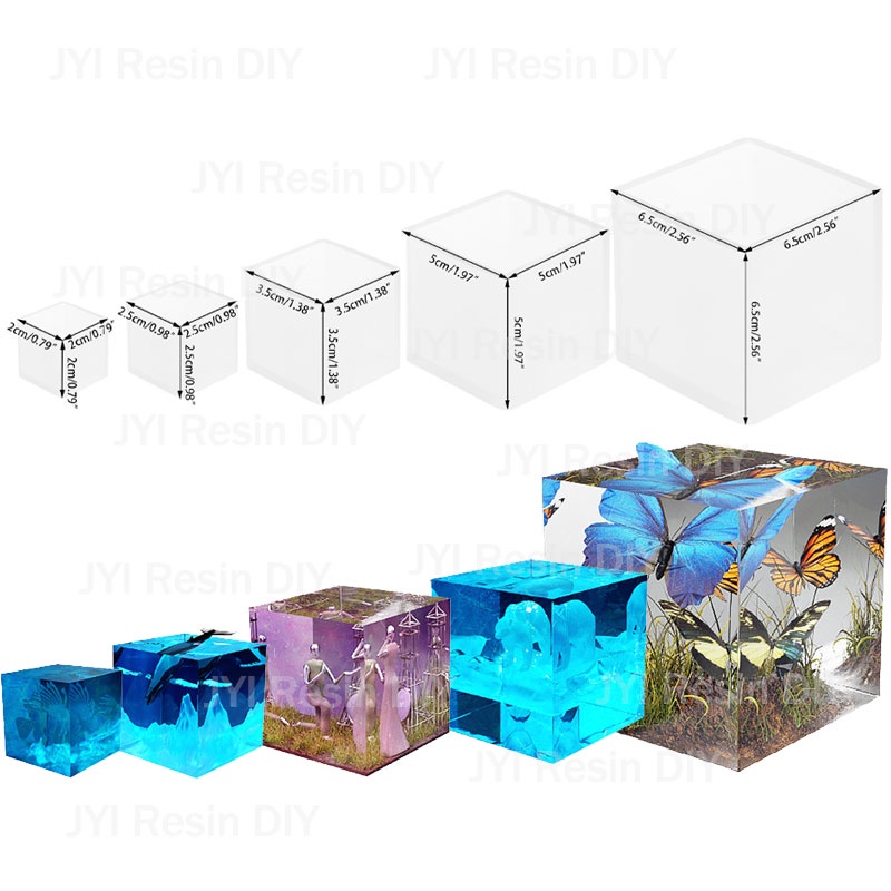 JYI 20/25/35/40mm 3D Quadrado Cubo De Silicone Molde Jóias De Cristal Pingente Moldes De Resina Epóxi Fundição Artesanal Home Decor Mould