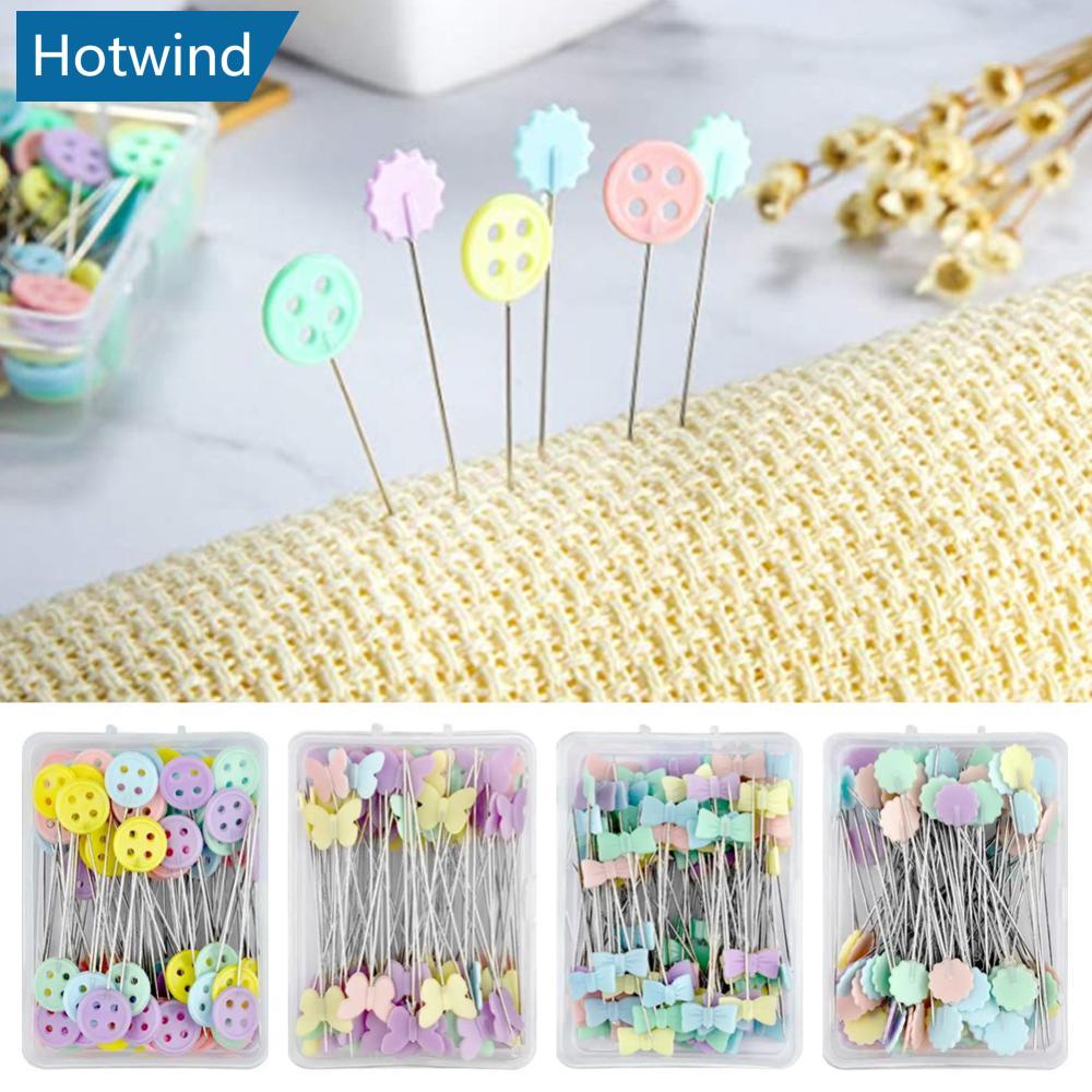 HW 100Pcs Alfinetes De Costura Cabeça De Botão Borboleta Florais Posicionamento Faça Você Mesmo Agulhas De Marcação De Roupas Feitas À Mão em Oferta na Shopee