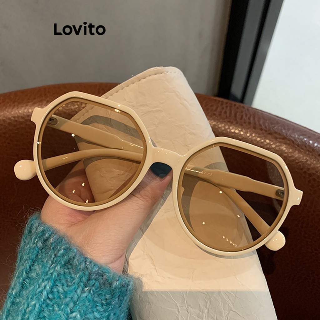 Lovito Óculos De Sol Casuais Lisos Colorblock Para Mulheres LNA28270 (Damasco)