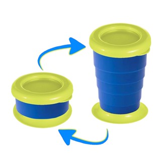 Kit 2 Copos Retrátil encolhe 330ml Azul para Levar na Bolsa