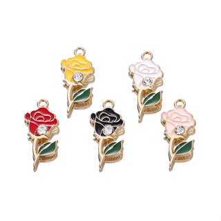 St. kunkka 4Pcs / 10pcs Gotejamento de óleo de liga com Pingente de Rosa de Diamante All-Match pode ser usado para fazer jóias de bricolage Pulseira para colar em Oferta na Shopee