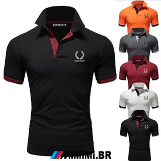 [MIMIMI.BR] 2024 Fred Perry pólo masculino camisa de manga curta moda masculino blusa polo