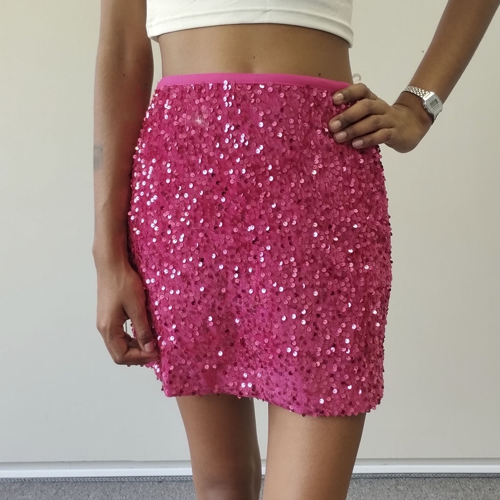 Mini Saia Pelúcia e Paetê Carnaval 7352 em Oferta na Shopee