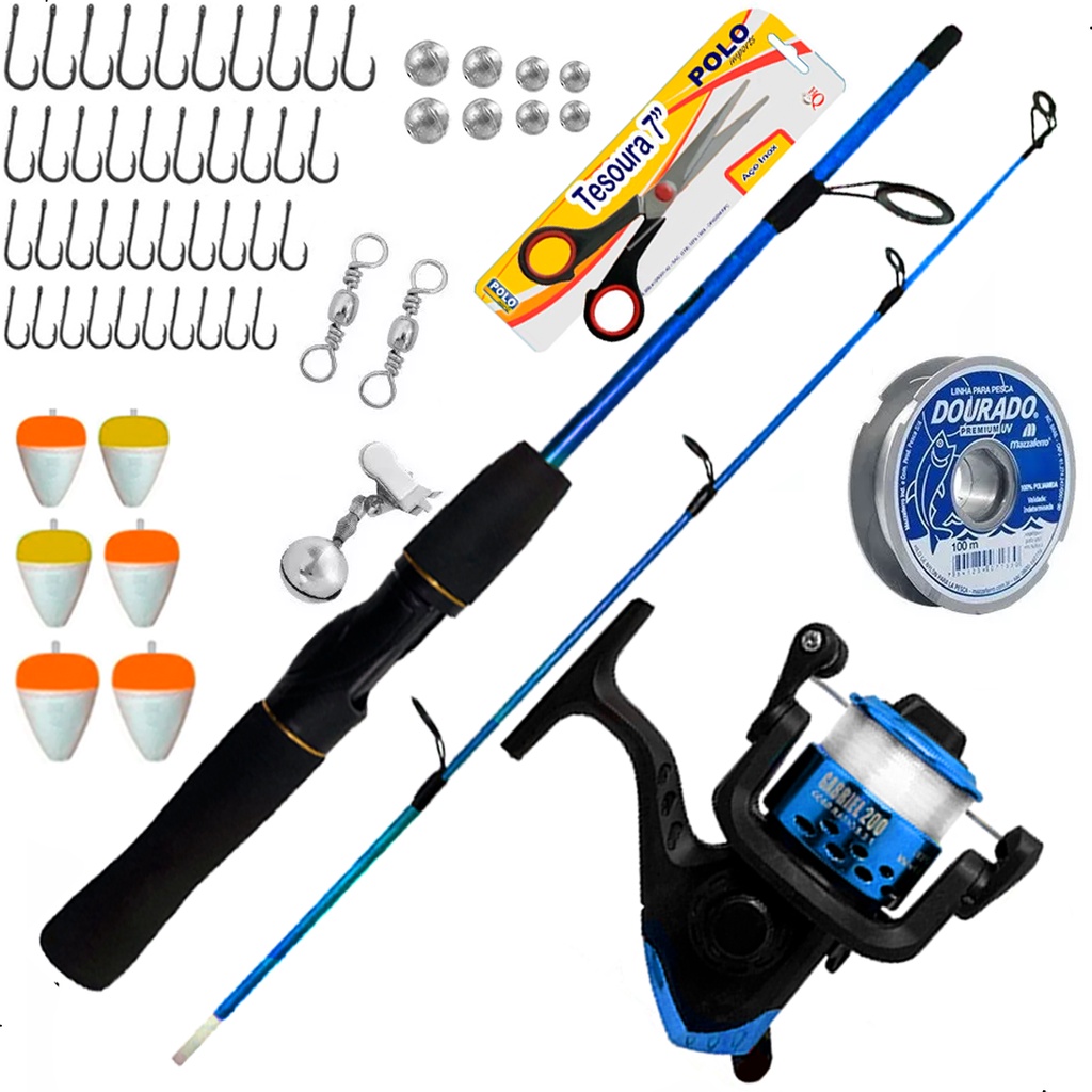 Kit De Pesca Barato Peixes Até 6kg Vara Molinete + Acessórios - Sports & Outdoors