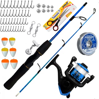 Kit De Pesca Barato Peixes Até 6kg Vara Molinete + Acessórios em Oferta na Shopee