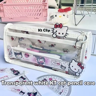 Hello Kitty Estojo De Lápis Transparente Anime Pochacco Grande Capacidade Saco De Papelaria Simples Kawaii Pouch Organizer