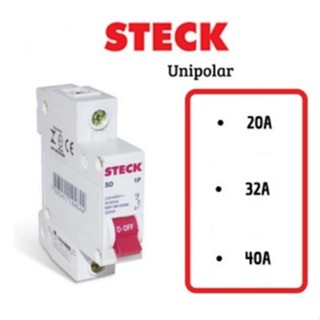 Mini Disjuntor Steck Monopolar Unipolar 20a/ 32a/ 40a Curva C