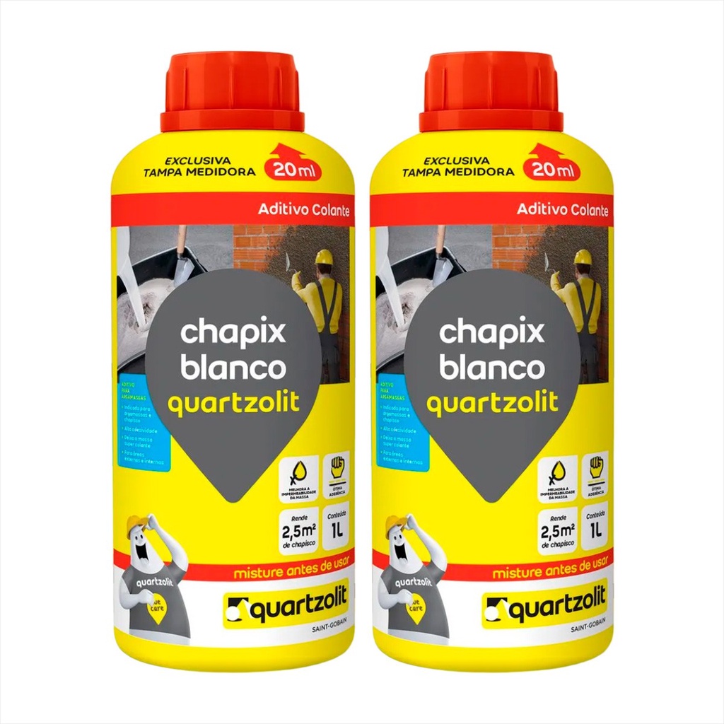 Aditivo Massa Chapix Blanco 1l - Quartzolit Kit C/ 2 em Oferta na Shopee