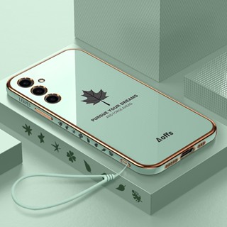 Para Samsung Galaxy A14 A24 A34 A54 A35 A55 A15 A25 4G 5G Capa De Silicone Revestimento Quadrado De Folhas De Bordo Da Moda