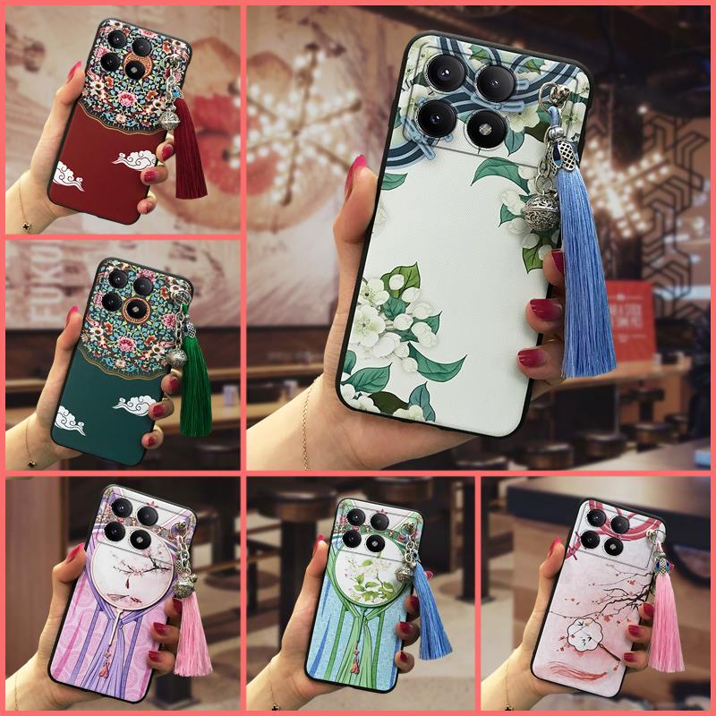 Dirt-resistant Back Cover Phone Case For Redmi K70E Silicone Chinese Style bell Soft case Anti-knock TPU Durable Waterproof