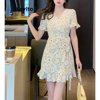 Lovito Vestido Casual Ditsy Floral Com Babados Para Mulheres LNE43278