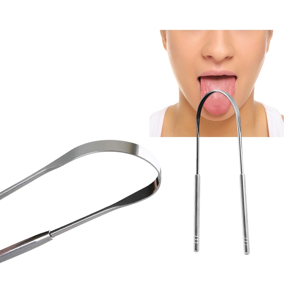 1/2 PCS Língua Raspador de Aço Inoxidável Língua Cleaner Higiene Raspador Freshens Respiração — imagem 2 de 2