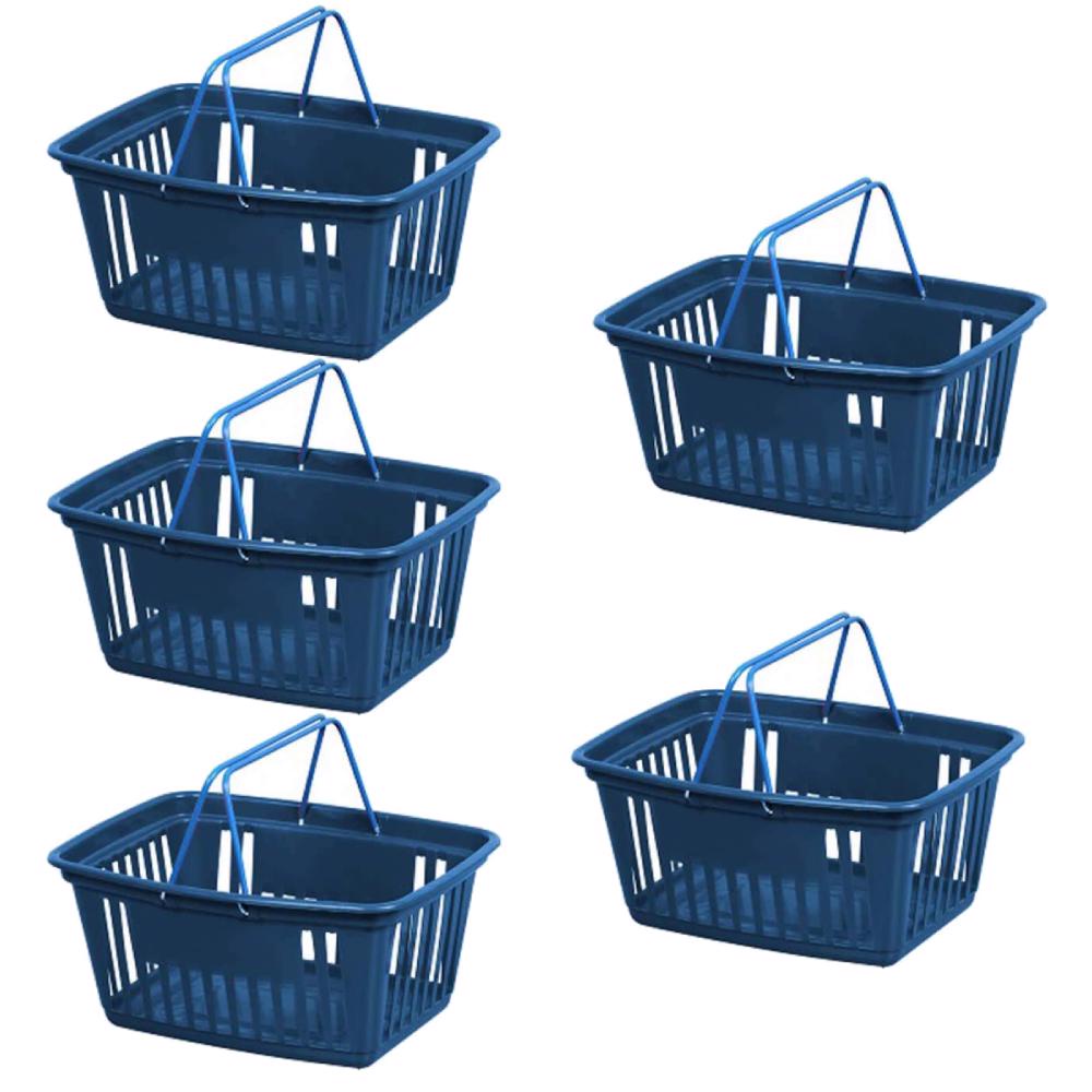 Cesta de Mercado 21,4 L com Alça de Metal 5 Unidades PLASNEW