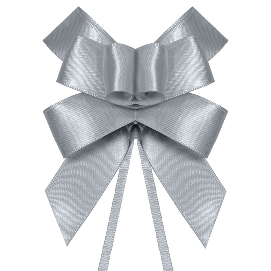 Laço Fácil de Fita de Cetim - Prateado - 22mm - 5 unidades - Progresso - Rizzo