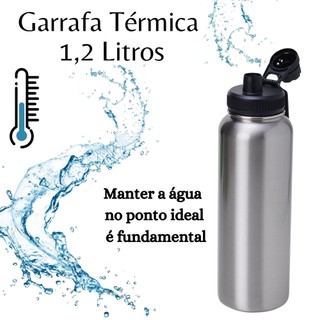 Garrafa De Água Térmica 1,2 Litros Parede Dupla Proteçao Bocal Esportiva Academia Grande em Oferta na Shopee