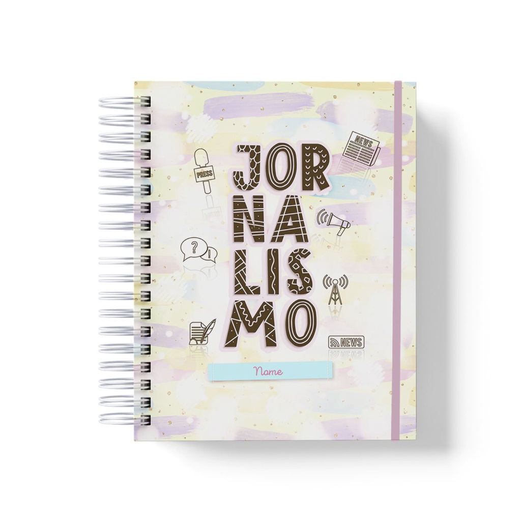 Caderno Personalizado Jornalismo (Modelo 01) - A5 15x21cm (PEQUENO) - Com Elástico