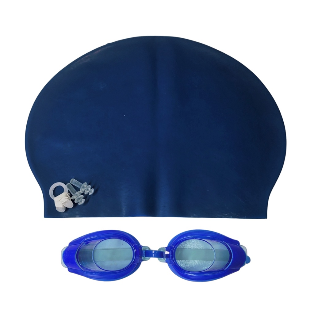 Kit Natação Completo 3 Peças Com Touca Óculos Protetores De Ouvidos E Nariz Piscina Mergulho Praia