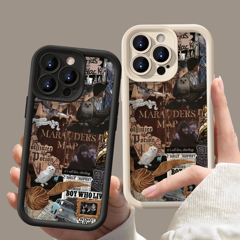 Ilustração Retrô Harry Potter Capa Macia Engraçada Para IPhone 7 8 Plus X XR XS Max 11 12 Pro 13 14 15 16 15 Protetora Completa Espessada De Silicone À Prova De Choque