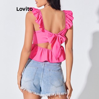 Lovito Blusa Feminina Casual Com Babados E Laço Nas Costas LBL07169