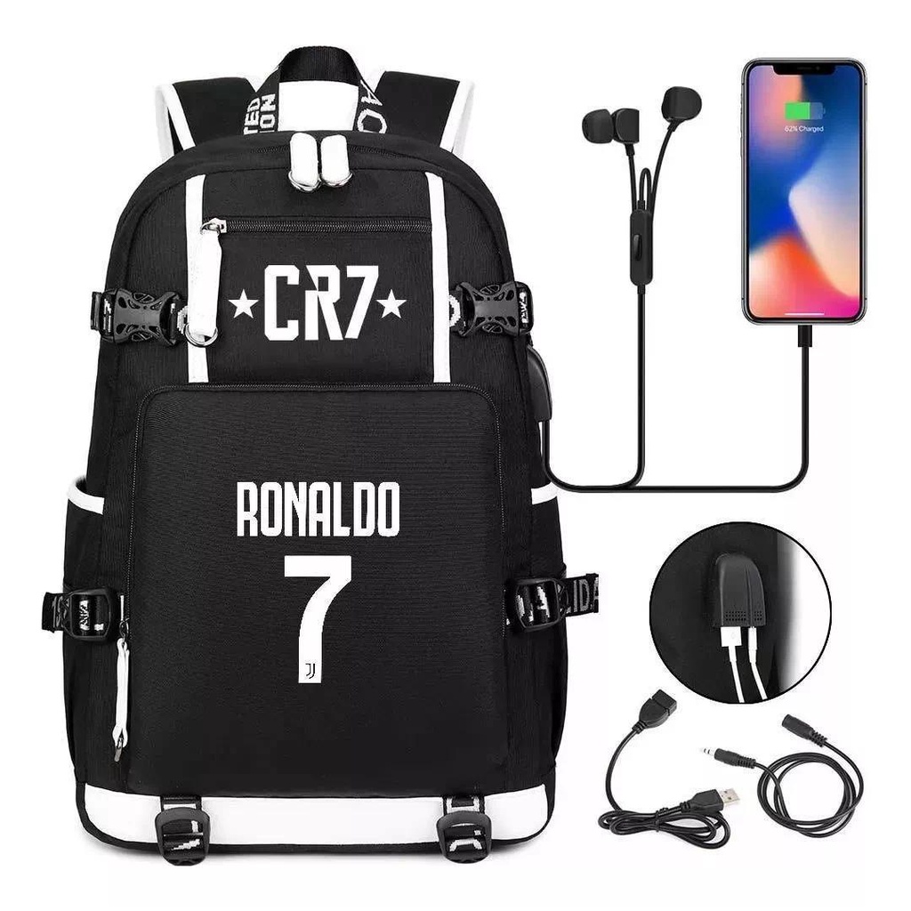 Mochilas Cristiano Ronaldo Com Porta De Carregamento USB em Oferta na Shopee