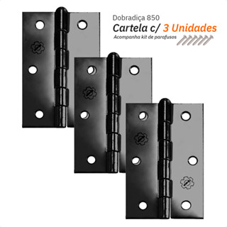 Dobradiça 850 Até 20kg - 3" Preta - Silvana 3Pçs