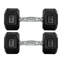 Par Halteres 6kg + 6kg Dumbbell Sextavado Emborrachado Pegada Cromada Gallant (GDB06F3B-PT)