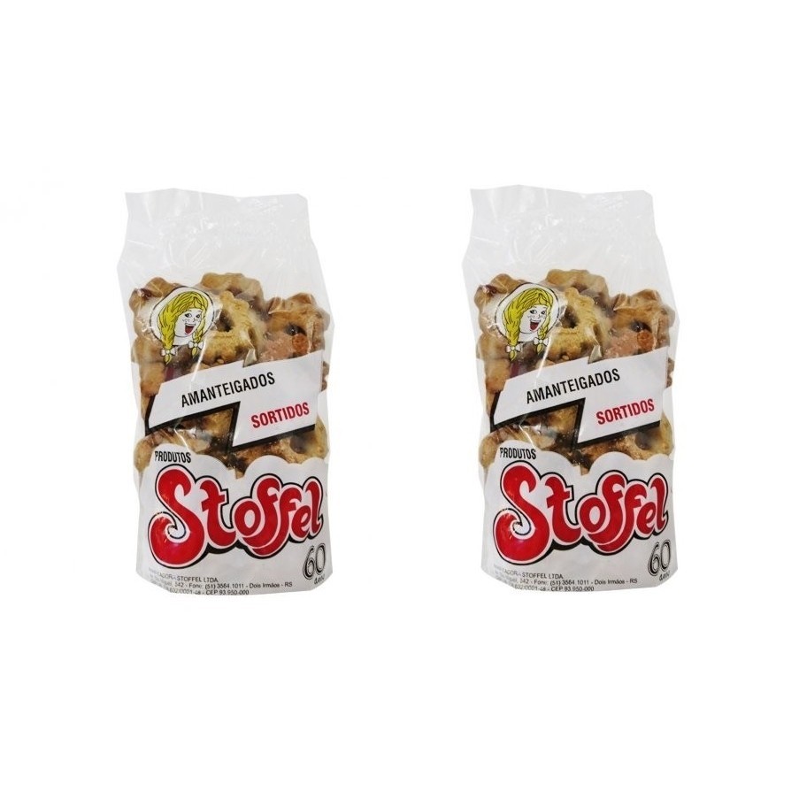 kit c/ 02 pcts Biscoitos Amanteigados Recheados Goiabada Stoffel 300g