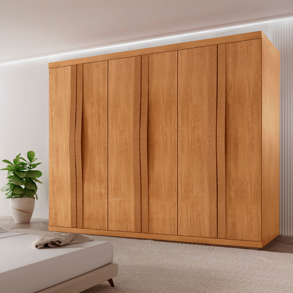 Guarda Roupa Casal Rommeo 100% MDF 6 Portas e 6 Gavetas Moderna Mobília