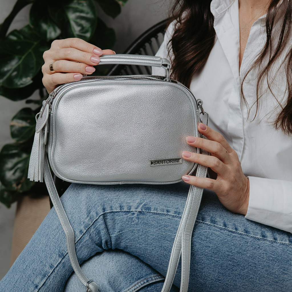 Bolsa Feminina Santorini Pequena Transversal Rendoda Com Divisória, Linda.