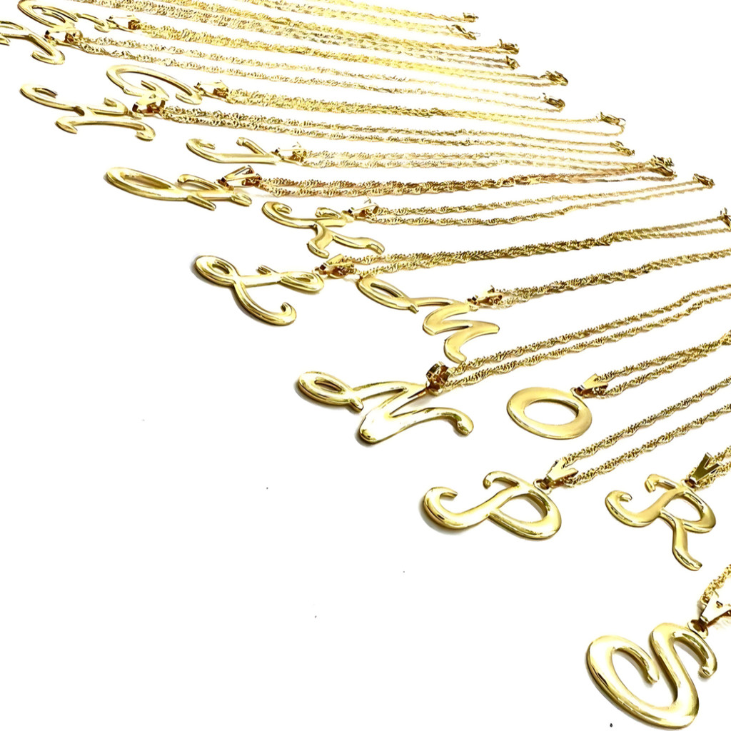 Colar Aço Inoxidável 316L  Letra Inicial Do nome Feminino Gargantilha Folheada Ouro Antialérgica