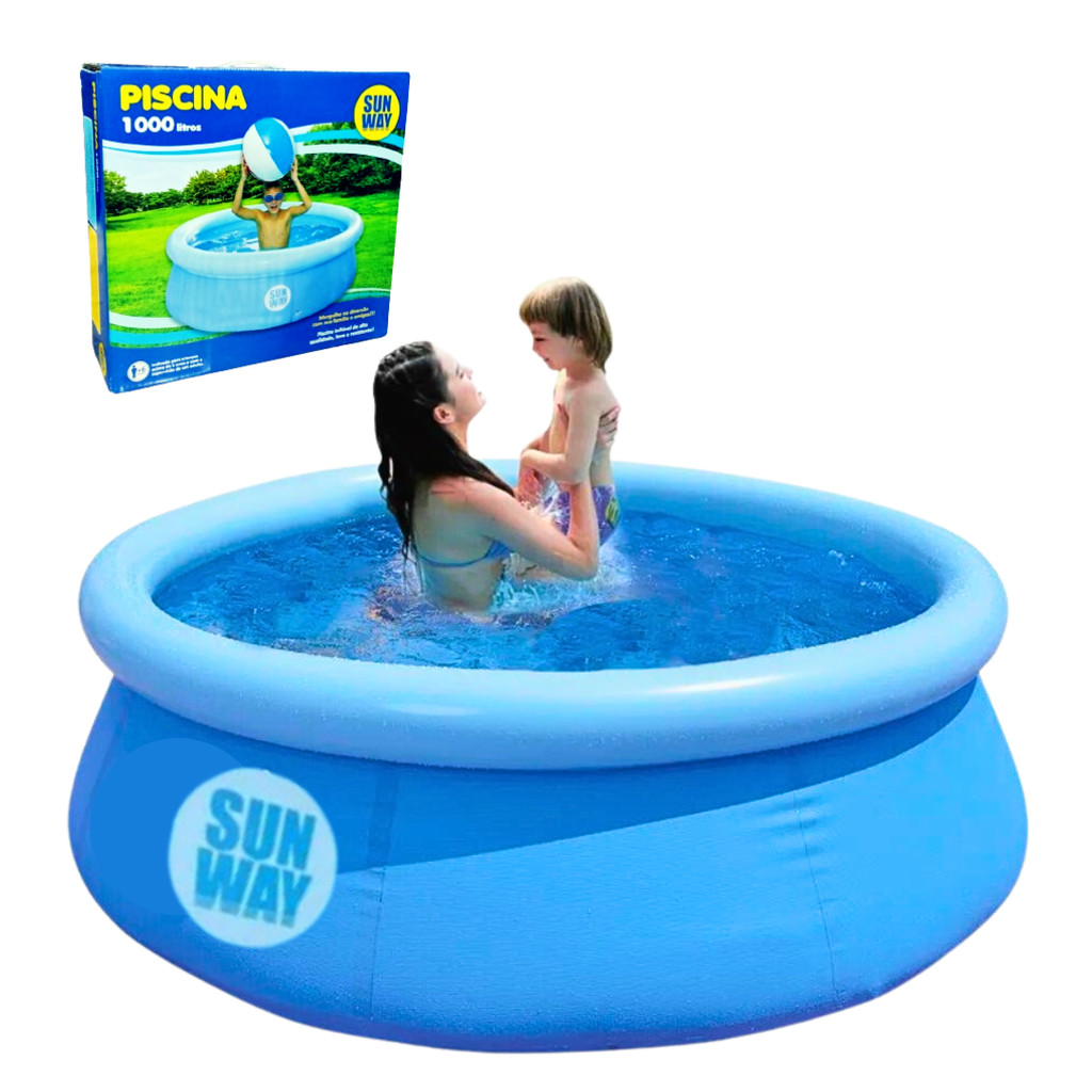 Piscina Inflável Redonda C/Borda Inflável Capacidade 1000L em Oferta na Shopee