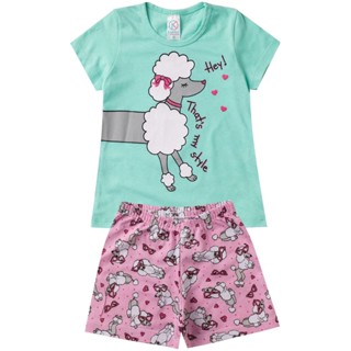 Pijama Verão Infantil Feminino Kappes Verde