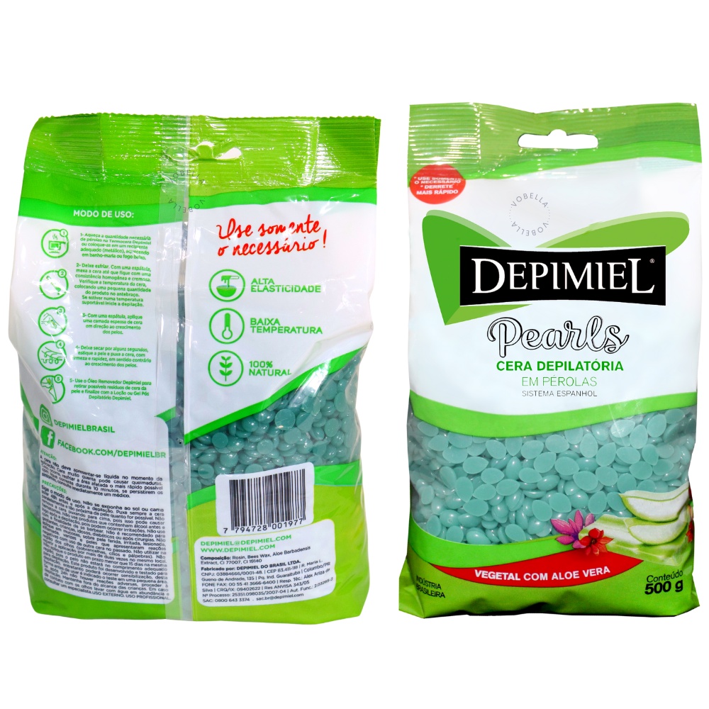 Detalhes do Kit Cera Natural Mel + Lama Negra + Vegetal 500g Depimiel