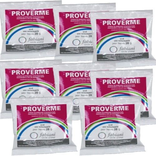 Kit 8 Vermífugo Solúvel Proverme Fabiani Saúde Animal - 28 g em Oferta na Shopee