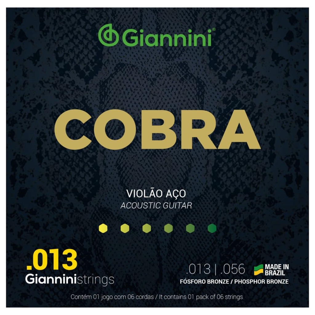 Encordoamento Violão Giannini Aço Cobra GEEFLXF Fósforo Bronze 0.013"