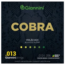 Encordoamento Violão Giannini Aço Cobra GEEFLXF Fósforo Bronze 0.013"