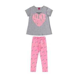Conjunto All We Need Is Love com Blusa e Legging Infantil Feminino Bee Loop