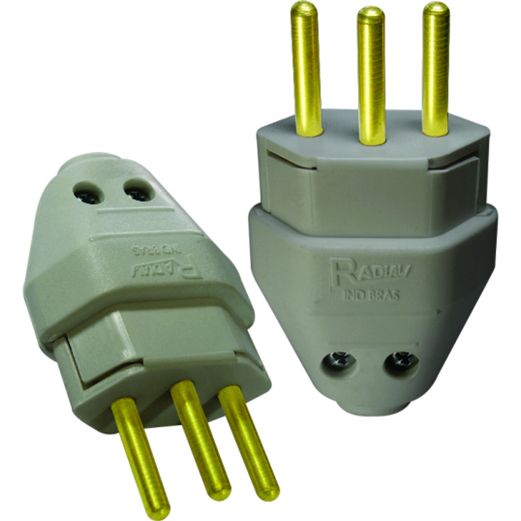 Plugue Macho Cinza 20a 2P+T Maciço Radial 1501.134